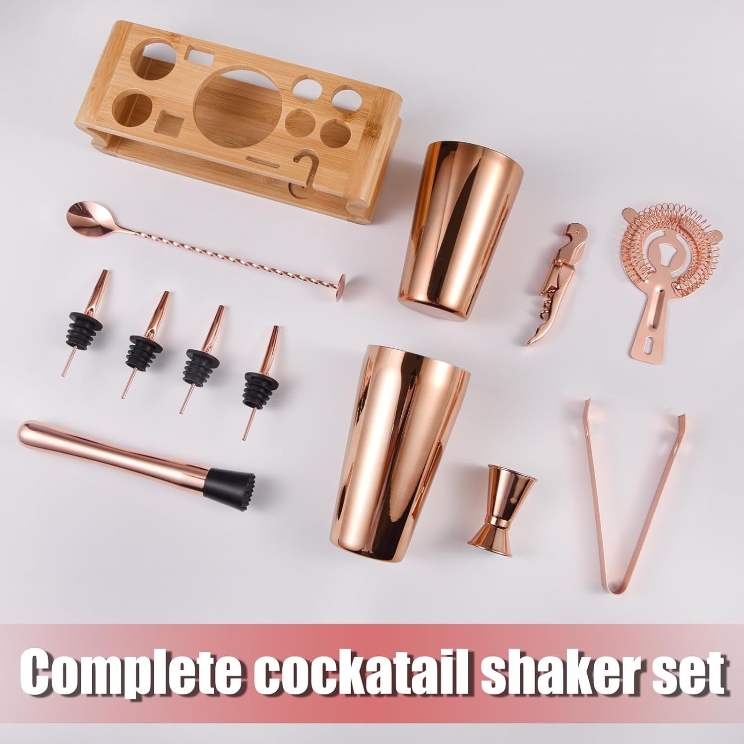 Cocktail Shaker Set Rosegold 550ML/750ML 12-Teilig Edelstahl Barkeeper Kit