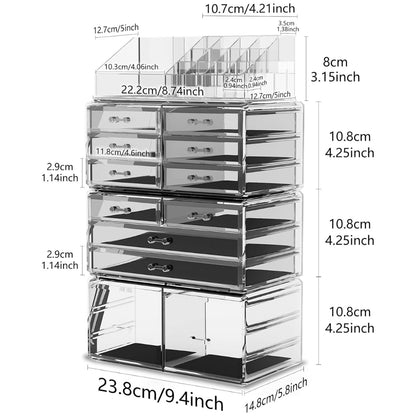 XXL Schmink Organizer Transparent 4 Lagen Große Kapazität Kosmetikbox