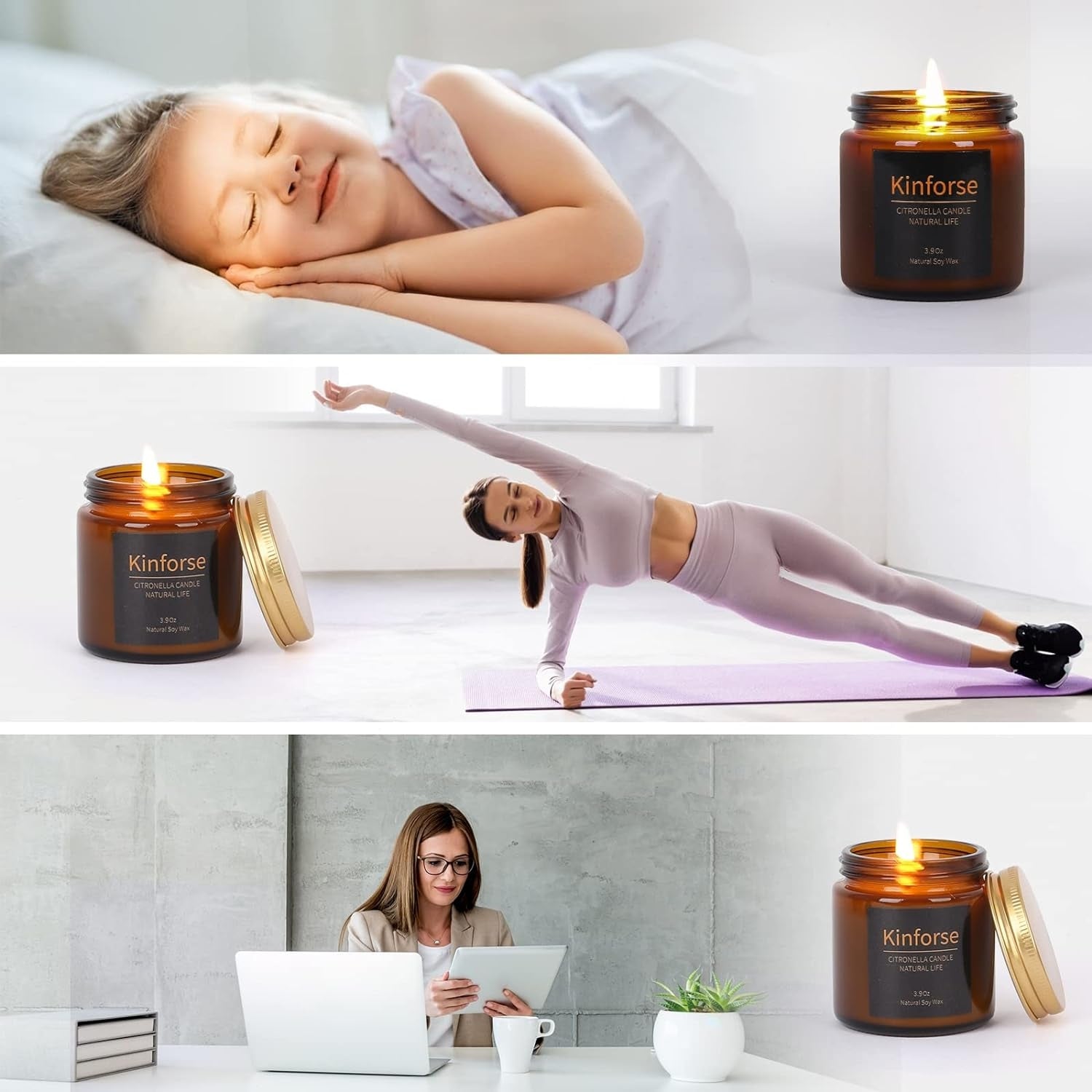 Premium Citronella Duftkerzen geschenkset 6x 100% Sojawachs