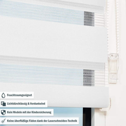 Rollos für Fenster ohne Bohren Doppelrollo Klemmfix 95x120cm