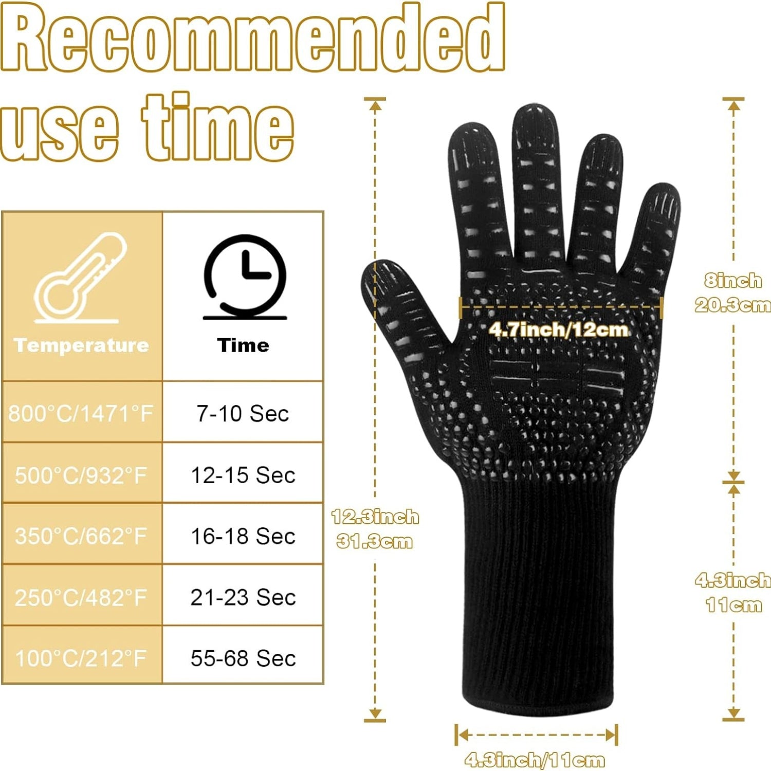 Grillhandschuhe Hitzebeständig 800°C L/XL/XXL Grill Zubehör
