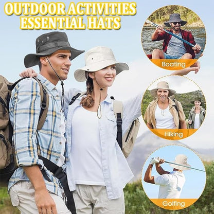 Outdoor Angelhut Beige, Breite Krempe, Atmungsaktiv mit UV-Schutz Safarihut