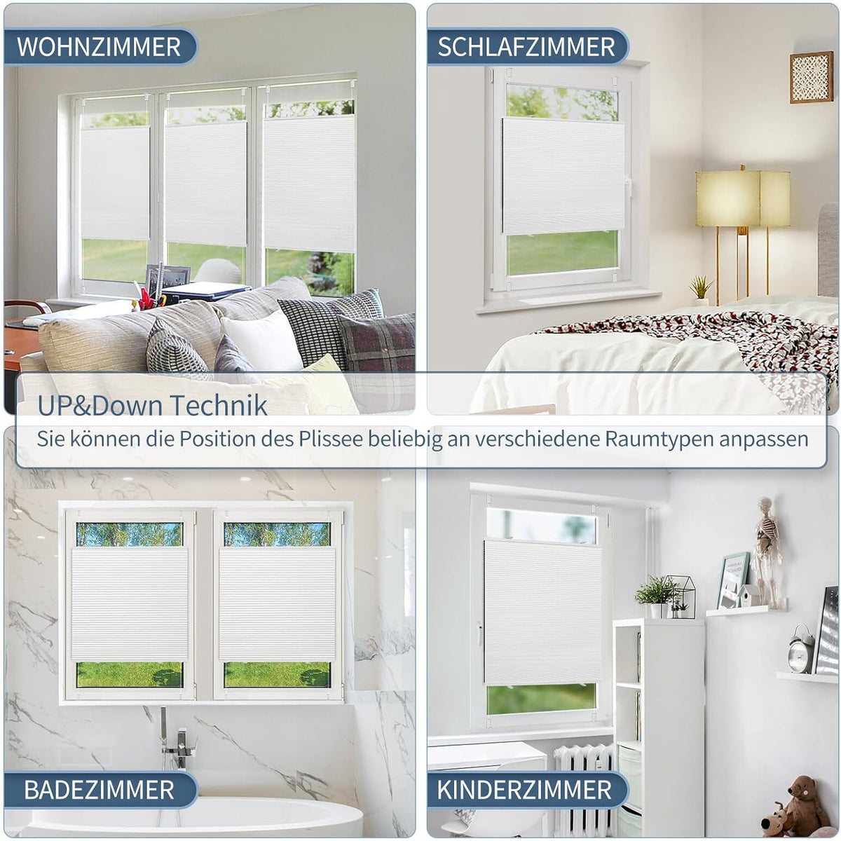 Plissee ohne Bohren Verdunkelung Thermo Wabenplissee 90x220
