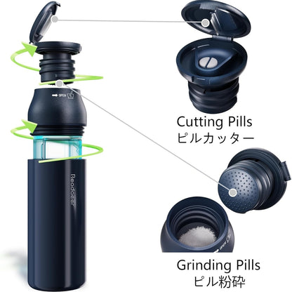 Pillenorganizer Box mit Tablettenmühle Schachtel Cutter Mörser Multifunktion