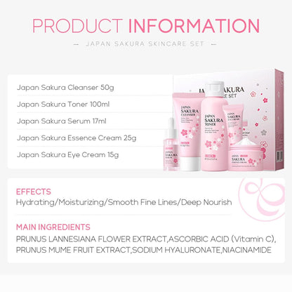 Geschenke für Frauen Sakura Hautpflege 5-teilig Set korean skincare Feuchtigkeit