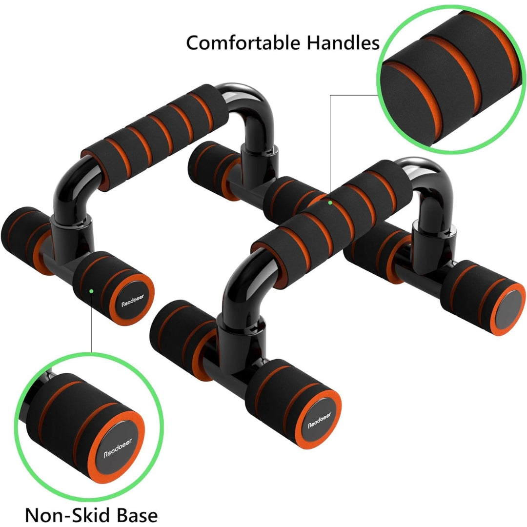 Liegestützgriffe Push Up Bars Schwarz Orange Fitness 100kg Rutschfest 250g