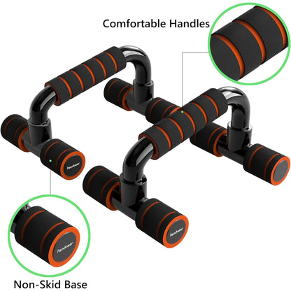 Liegestützgriffe Push Up Bars Schwarz Orange Fitness 100kg Rutschfest 250g