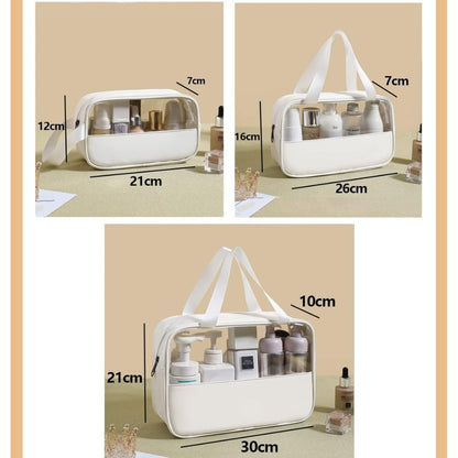 3er Set Kosmetiktasche Transparent Wasserdicht PVC Leicht Kulturbeutel Weiß