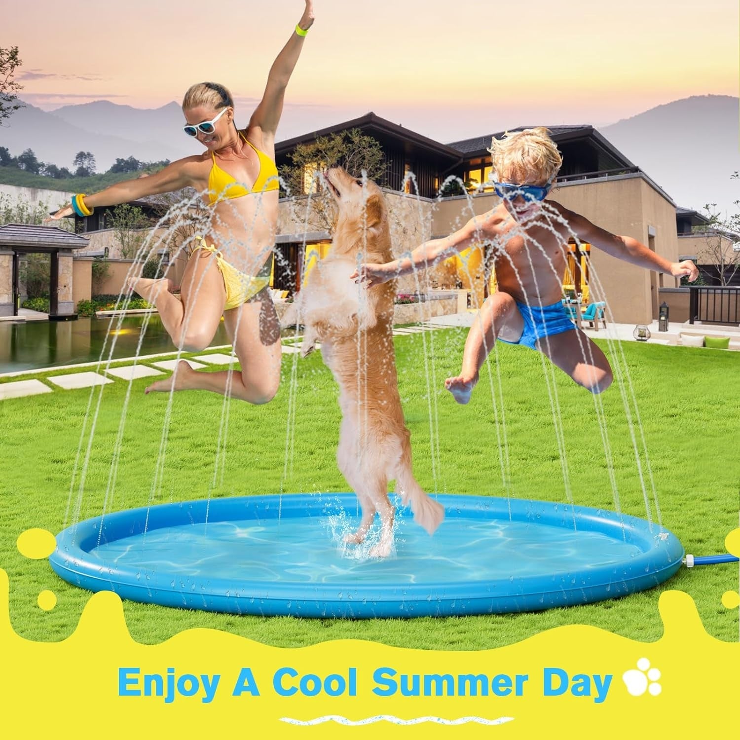 Wasserspielzeug Hund Sprinkler Wasser-Spielmatte Splash