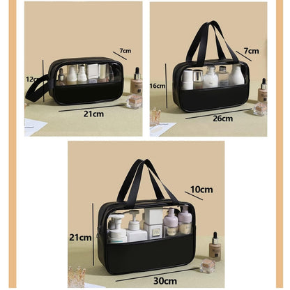 3er Set Kosmetiktasche Transparent Schwarz Wasserdicht PVC Leicht Kulturbeutel