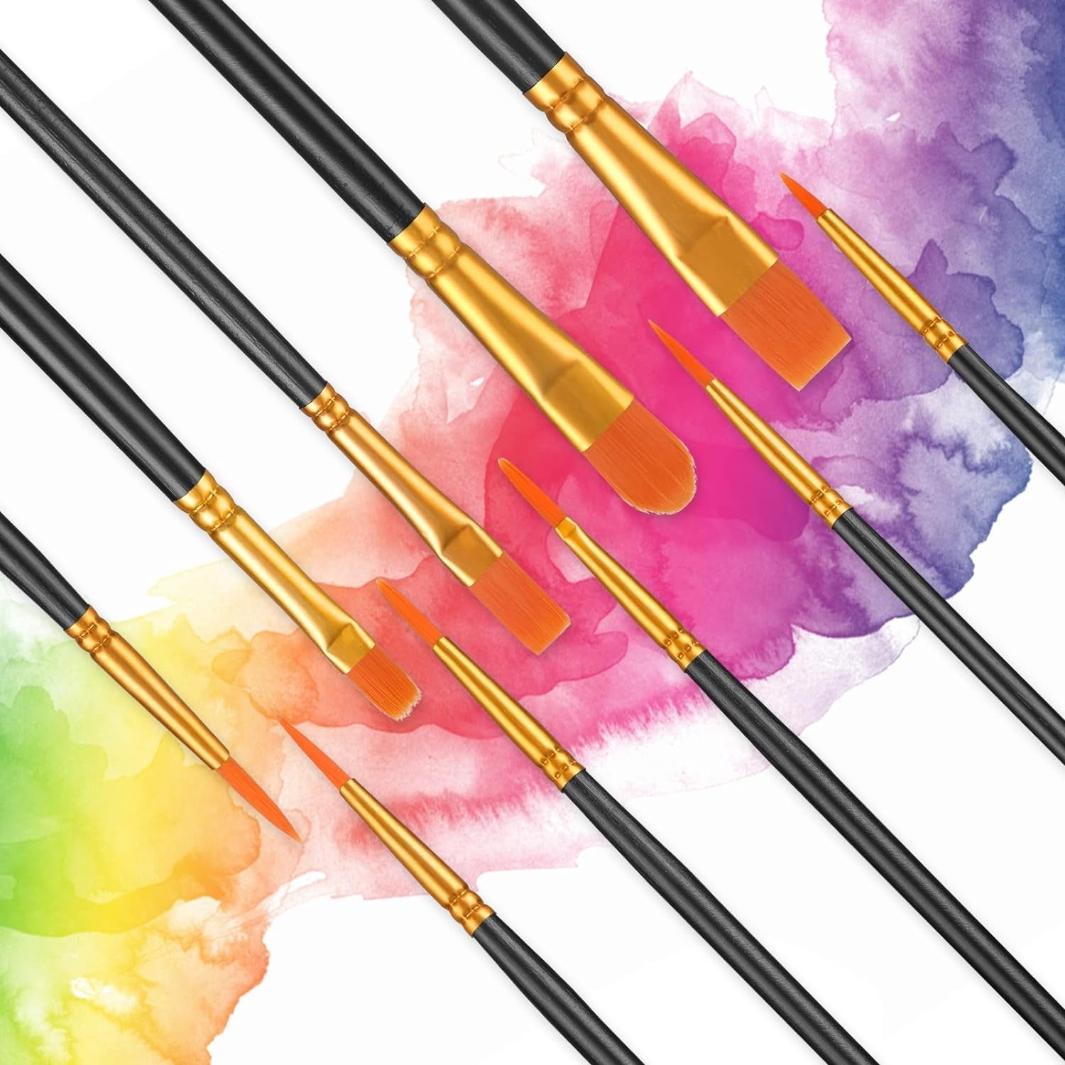 20tlg Pinsel Set für Acrylfarben Aquarell 10 Größen Künstlerbedarf Schwarz