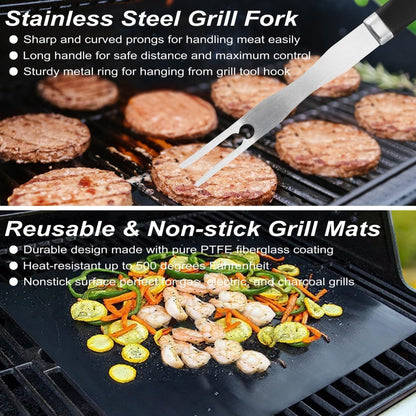 Grillbesteck Set 21 Teilig im Koffer Geschenke für Männer