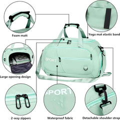 40L Sporttasche Wasserdicht Rucksack Schuhfach Nassfach Grün