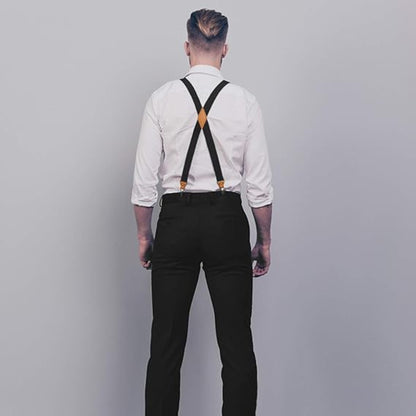 Elastischer Hosenträger Schwarz X Form 3,5cm Starke Halter