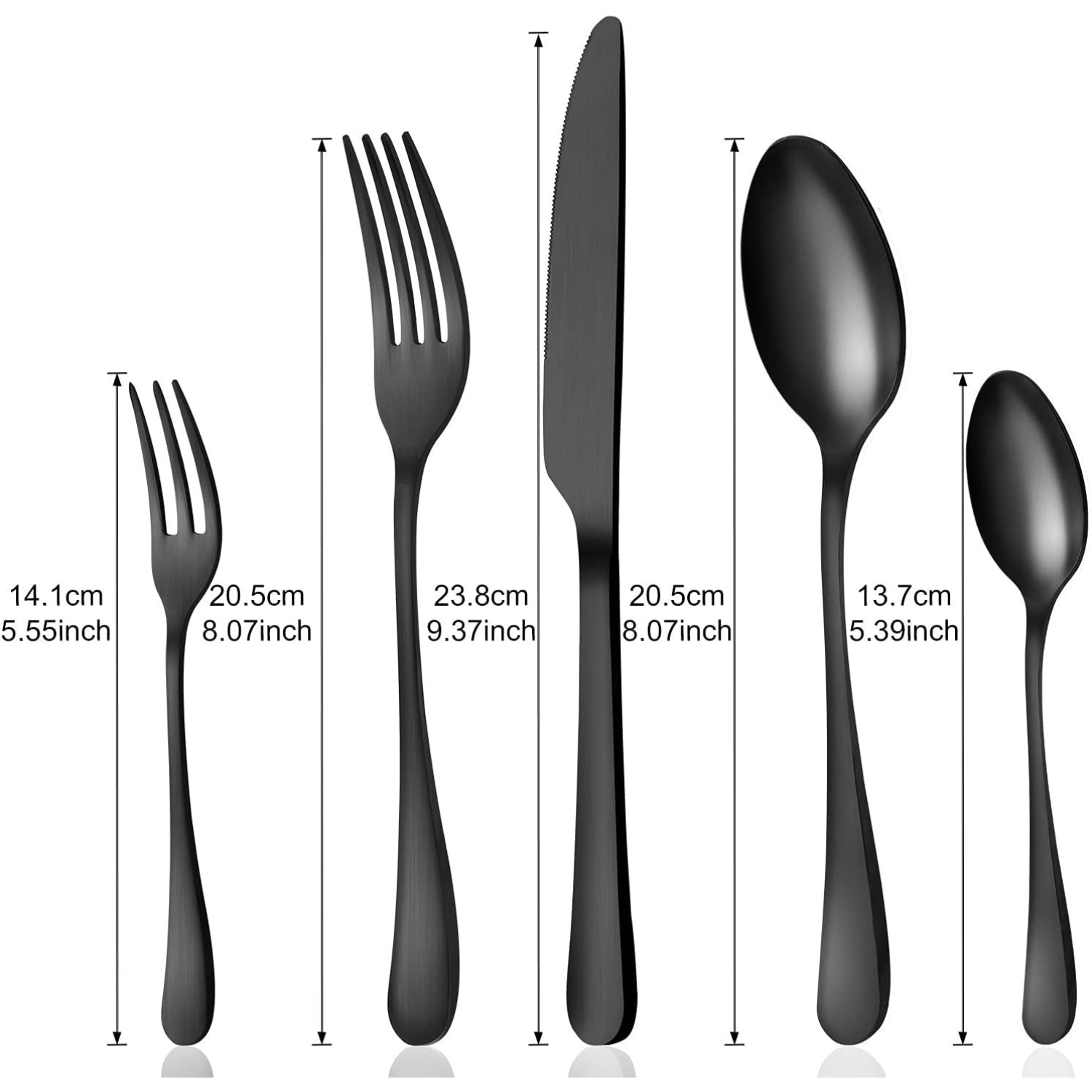 Besteck Set für 6 Personen 30 tlg Schwarz Matt Essbesteck