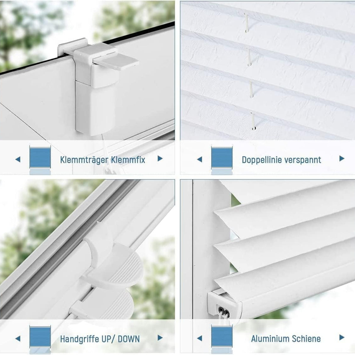 Klemmrollos für Fenster ohne Bohren Jalousie 35x130cm weiß
