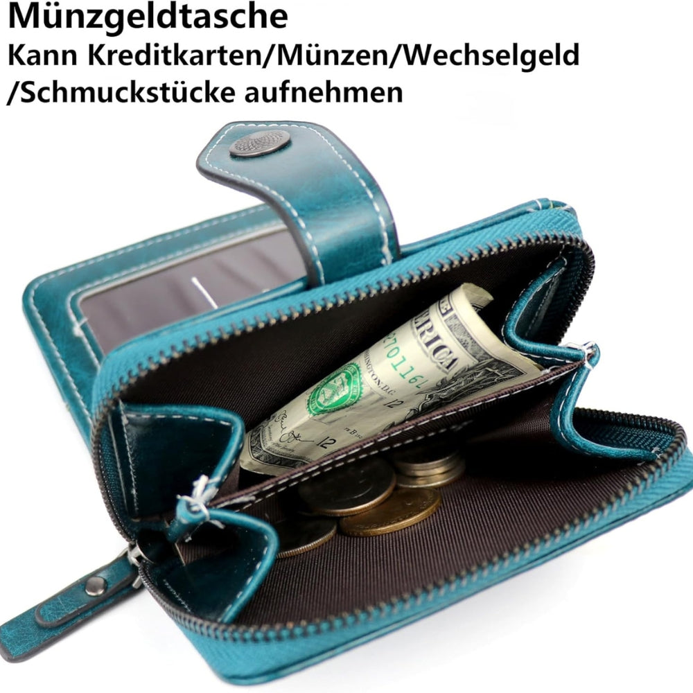 PU Leder Damen Geldbörse Schwarz Kartenetui Mehrere Fächer Elegant Wasserfest