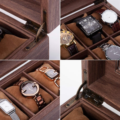 Uhrenbox Vintage für 6 Uhren Kunstleder Holzmuster Watch Box
