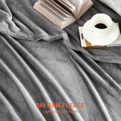 Kuscheldecke flauschig Grau weiche warme Fleecedecke 150x200