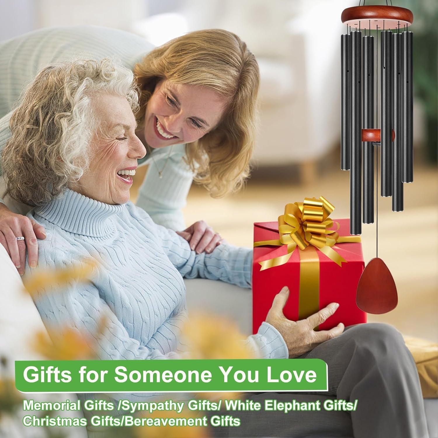Große Windspiele Metall für Draußen Garten Terrasse Balkon Frauen Geschenk