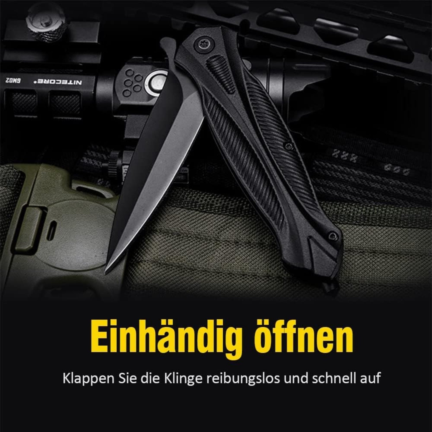 Schwarzes Klappmesser Taschenmesser mit Clip Einhandmesser