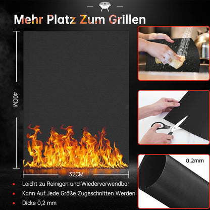 5x Antihaft Grillmatte für Gasgrill 40x32 cm Grill Zubehör