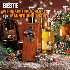 Vintage Holz Wandflaschenöffner mit Magnet Schraubenlos Geschenke für Männer