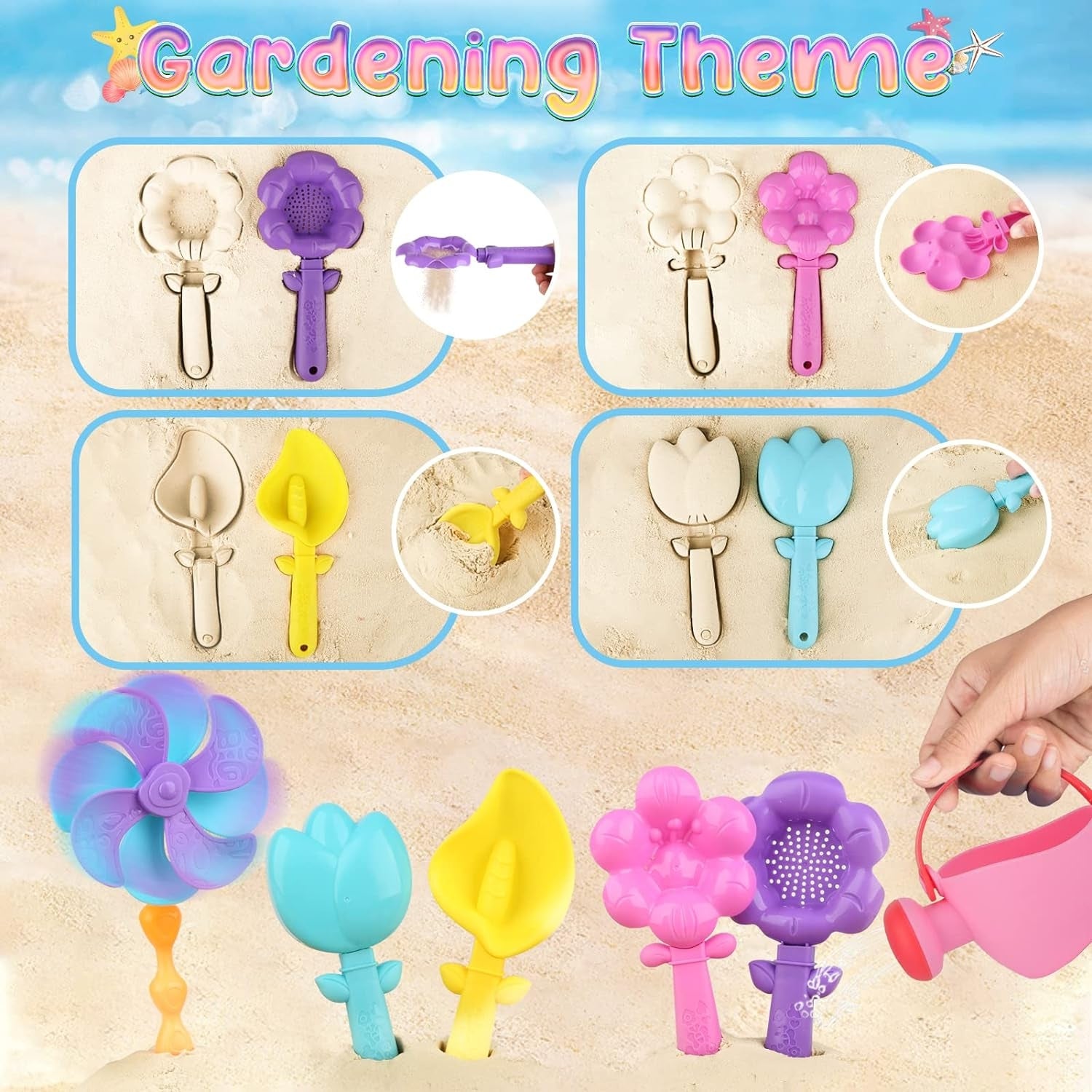46tlg Sandkasten Spielzeug Eis Set für Kinder mit Schaufel Eimer Sandformen