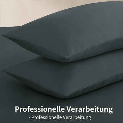 Kissenbezug 40x80 2er Set Grau Kopfkissenbezug Mikrofaser