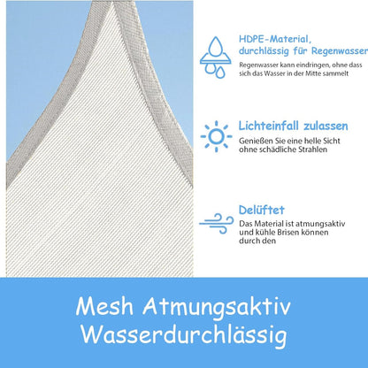 Weißes Sonnensegel Wasserdicht 3x4m mit Solar Lichterkette LED 98% UV-Schutz Atmungsaktiver Sonnenschutz Geeignet für Terrassen Balkone Schwimmbäder