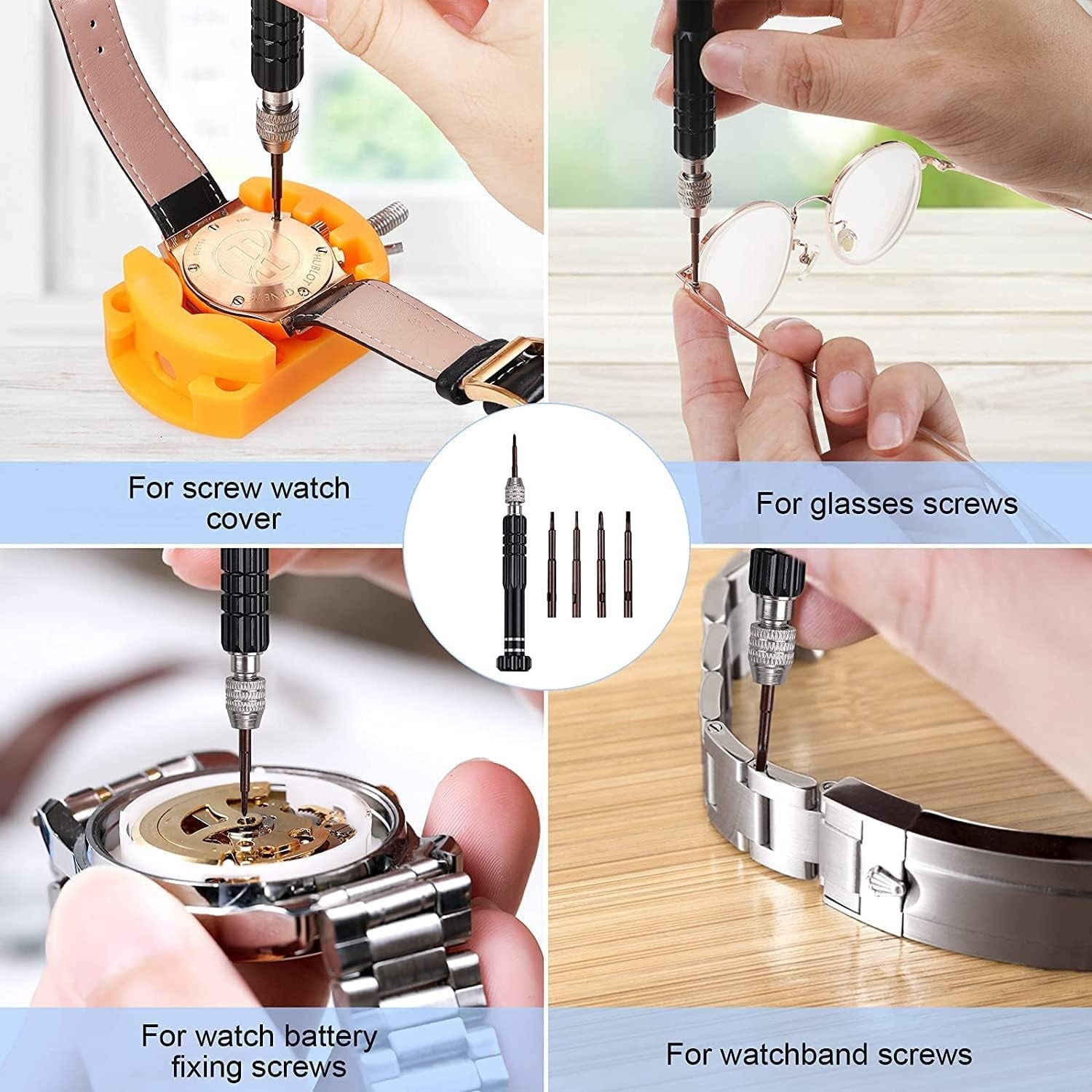 Uhr Batteriewechsel Werkzeug Uhrenwerkzeug Gehäuseöffner Uhrmacher Reparatur Schraubendreher Set Uhrenöffner Gehäusebodenöffner Uhrenarmband