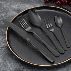 Besteck Set für 6 Personen 30 teilig Schwarz Matt Essbesteck Set inkl Messer Gabel Löffel Edelstahl Spülmaschinenfest