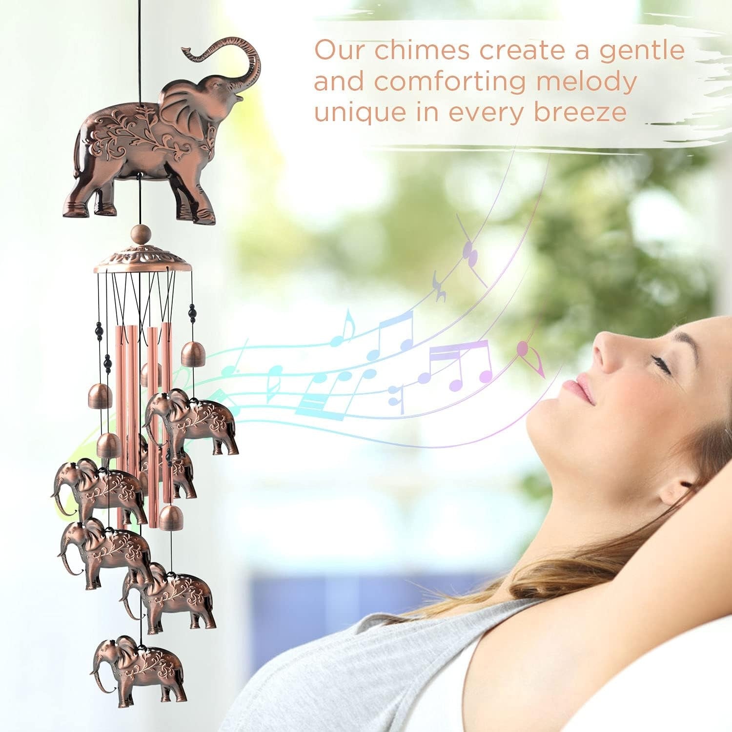 Elefant Windspiel Draußen Handgefertigt Messingrohre Garten Deko Geschenk