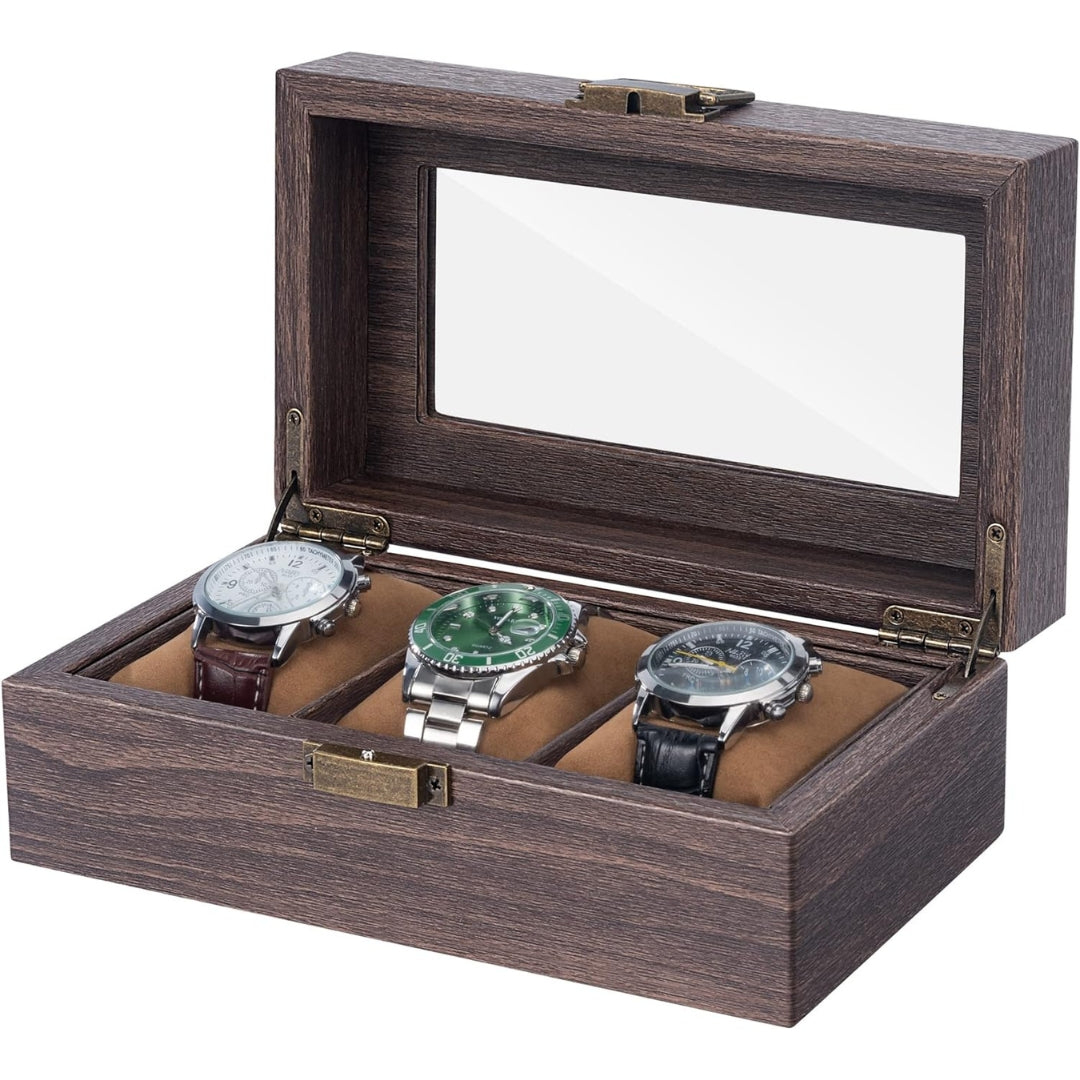 Uhrenaufbewahrungsbox Kunstleder Holzmuster Luxus PU Leder Watch Box