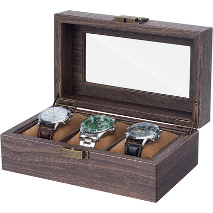 Uhrenaufbewahrungsbox Kunstleder Holzmuster Luxus PU Leder Watch Box