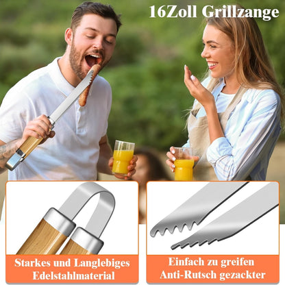 Premium Grillbesteckset aus Edelstahl 26tlg Geschenke für Männer Grill Zubehör