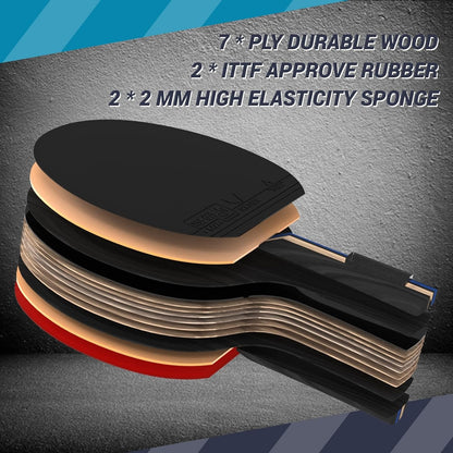 Tischtennisschläger Set Tischtennis Set Ping Pong Set mit 2 Schlägern 3 Bällen Tischtennisschläger mit Tragetasche Portables Set für 2 Spieler