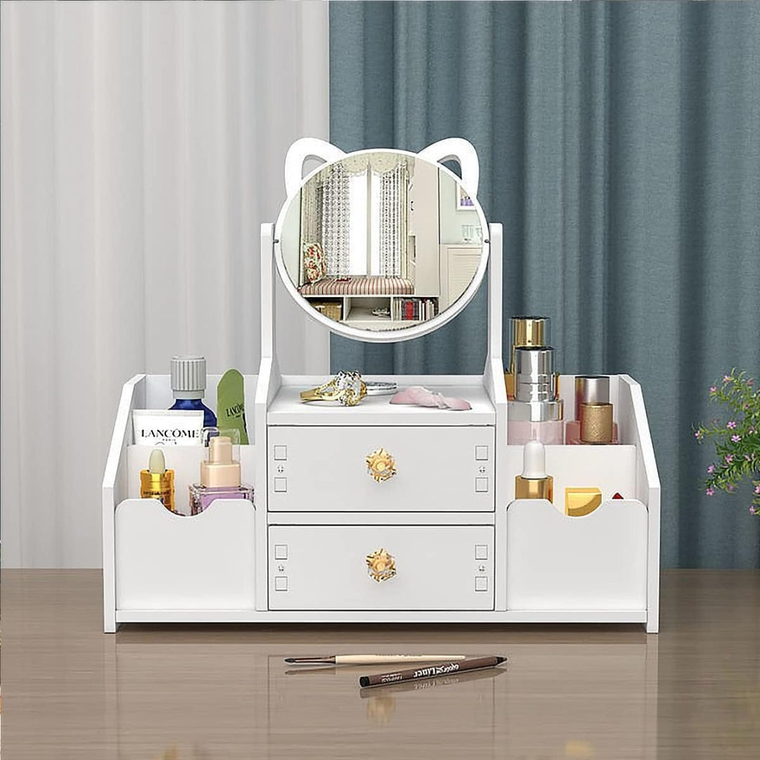 Make up Organizer Weiß mit Schublade Spiegel Schminktisch Kosmetik Aufbewahrung