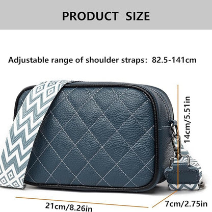 Damen Umhängetasche Echtes Leder Blau Crossbody Breiter Gurt Modisch