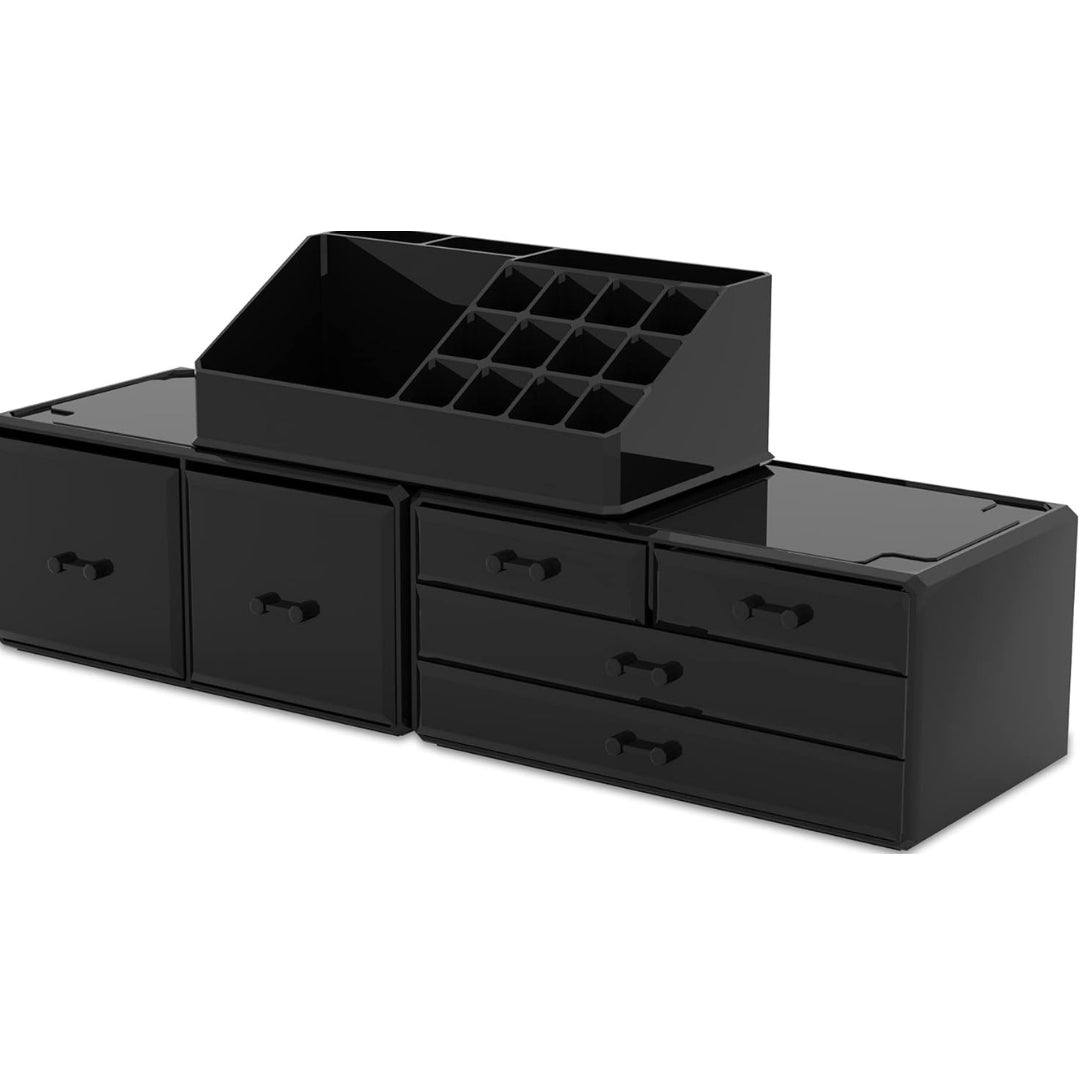 Makeup Organizer XL Schwarz 6 Schubladen 16 Fächer Stilvoll Strapazierfähig