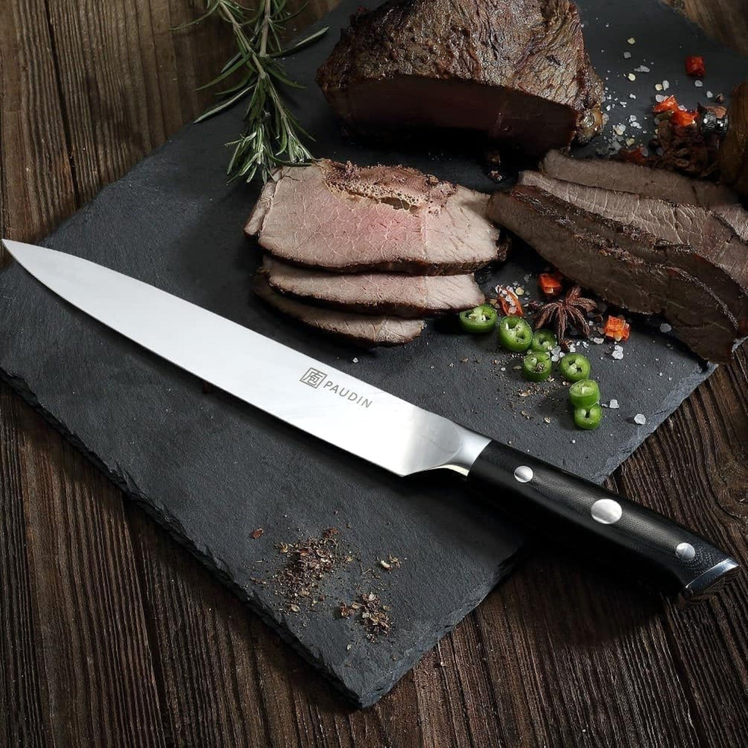 Küchenmesserset 2tlg Messerset mit Fleischmesser 20 cm Fleischgabel 18 cm Ultra Scharfes Tranchierbesteck Grill Besteck aus deutschem Edelstahl