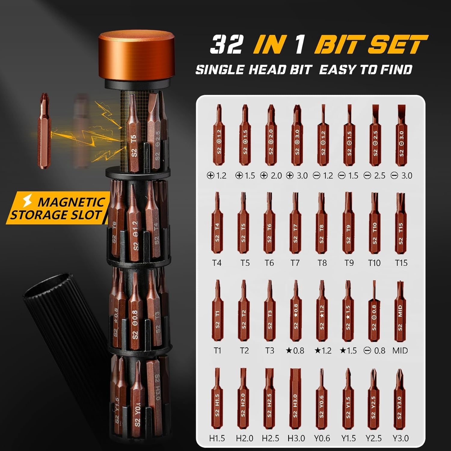32-in-1 Feinmechaniker Schraubendreher Set Tragbares Mini Werkzeug Torx Reparatur Kit Macbook Laptop PS4 PS5 Switch Xbox iPhone Brille Uhren