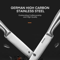 Messerblock mit Messer Steakmesser Set 9-teiliges mit ergonomischem Griff 8 gezahnte Steakmesser Messerhalter Edelstahl mit hohem Kohlenstoffgehalt