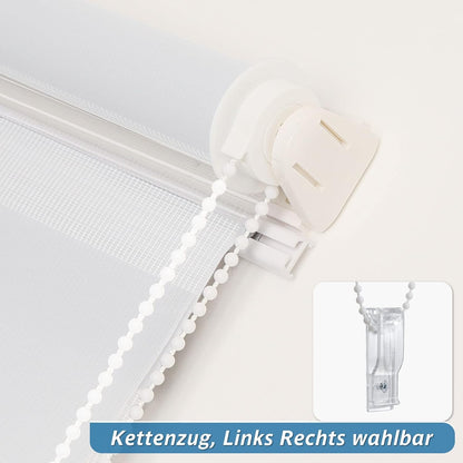 Rollos ohne Bohren Plissee Verdunkelung Doppelrollo Klemmfix ohne Bohren für Fenster lichtdurchlässig und verdunkelnd Wandmontage Sichtschutz 40x130cm