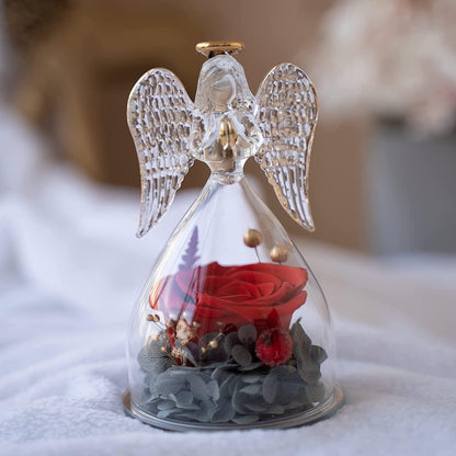 Ewige Rote Rose in Engel Figur geburtstagsgeschenk für frauen Handgefertigt Valentinstag Geschenke für Sie Blumen geschenke für freundin
