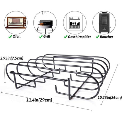 Grill Zubehör Sparerib Halter Edelstahl für Rippchen Steak Lammkoteletts 29x26x7.5cm Spülmaschinengeeignet Perfektes Design für Gas Holzkohlegrills