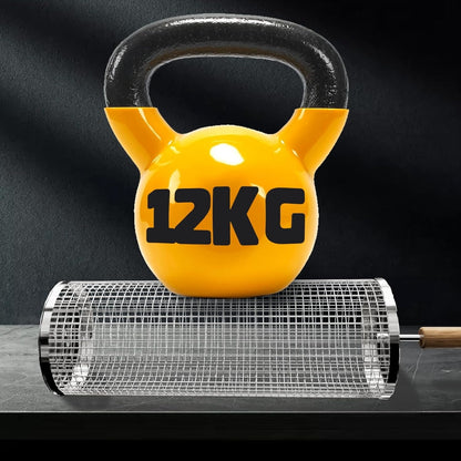 Rollendes Grillkorb Set mit Holzgriff 2 Stück 28.5cm x 10cm Grillnetzrohr für Außengrill Gemüse Edelstahl Grillkorb für Grill Zubehör Drehspieß