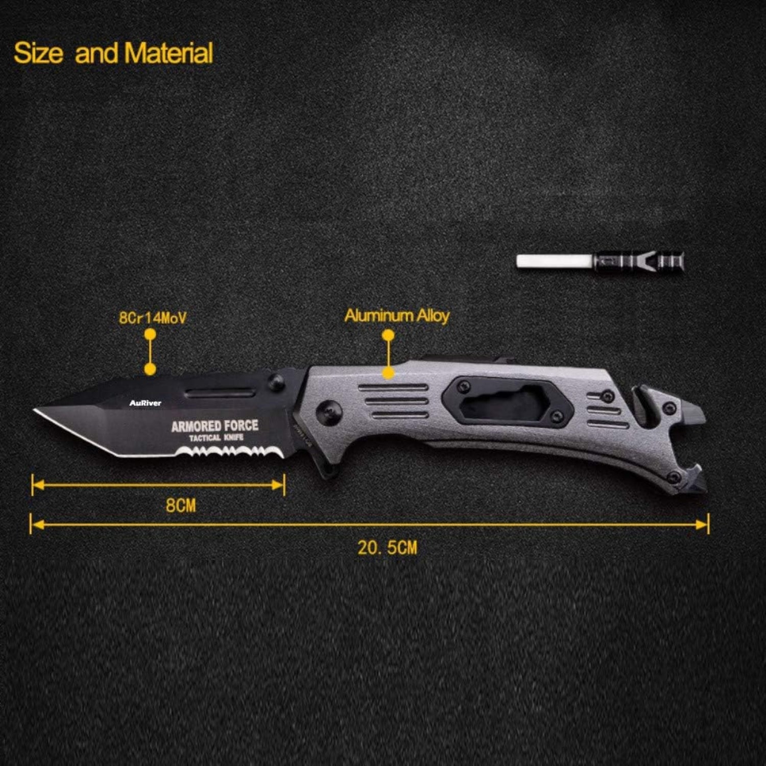 Premium Taschenmesser mit Feuerstahl 6-in-1 Klappmesser Outdoor Extra Scharf Messer Taschenmesser mit Überzug Titan Edelstahl Jagdmesser