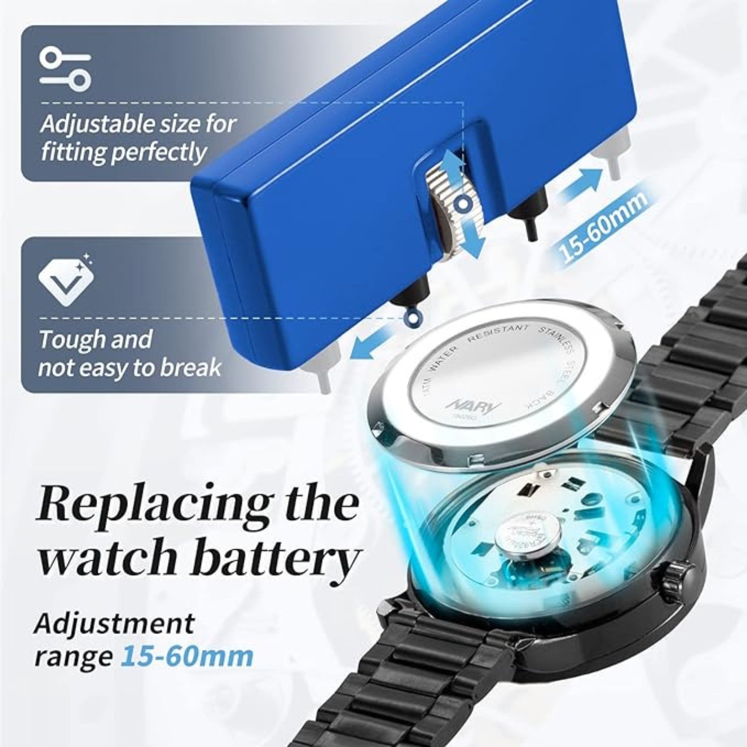 Uhrenwerkzeug Batteriewechsel Werkzeug zum Entfernen von Uhrendeckeln Uhrenöffner Gehäusebodenöffner Uhrenarmband austauschen Schraubendreher Pinzette