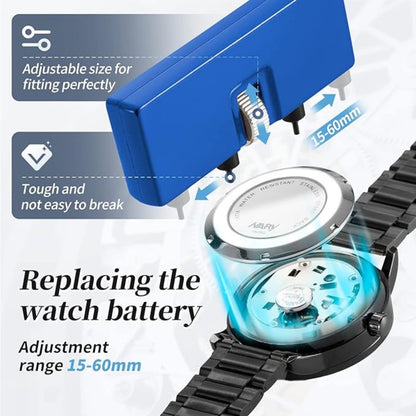 Uhrenwerkzeug Batteriewechsel Werkzeug zum Entfernen von Uhrendeckeln Uhrenöffner Gehäusebodenöffner Uhrenarmband austauschen Schraubendreher Pinzette